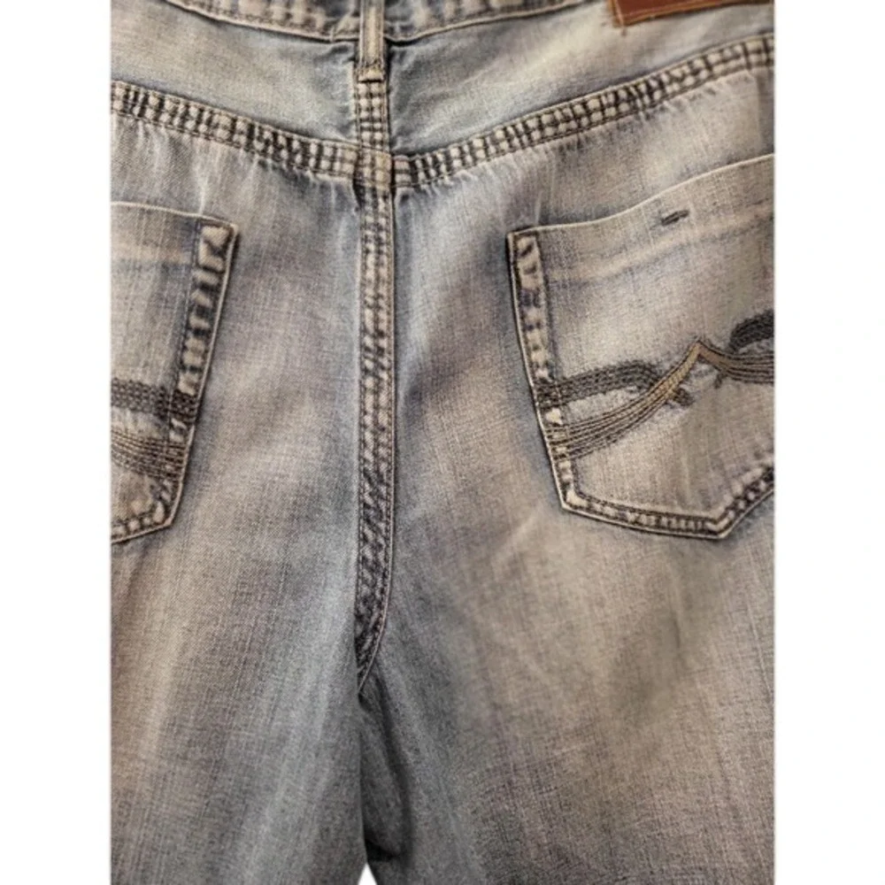 Ecko Unltd Mens Baggy Denim Shorts Light Wash Blue‎ 1972 Graphic Size 42